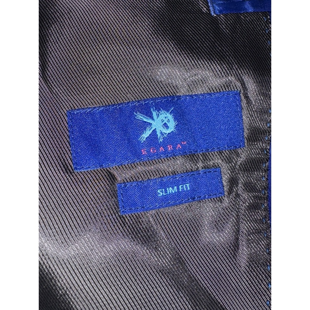 Egara Suit Mens 44R Gray 2 Button 100% Wool Peak Lapel Pants 34x28 Slim Fit - Picture 4 of 12